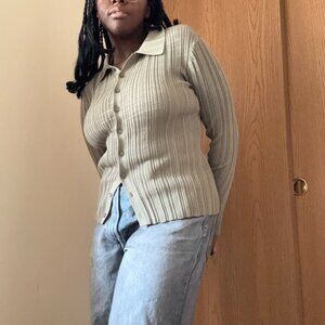 H&M Rib-knit Top with Collar